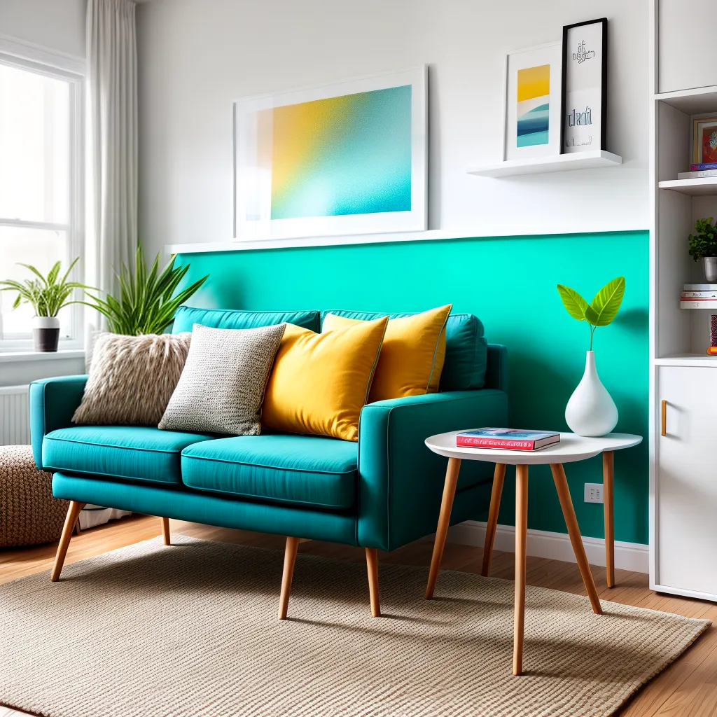 sala colorida turquesa amarelo vibrante