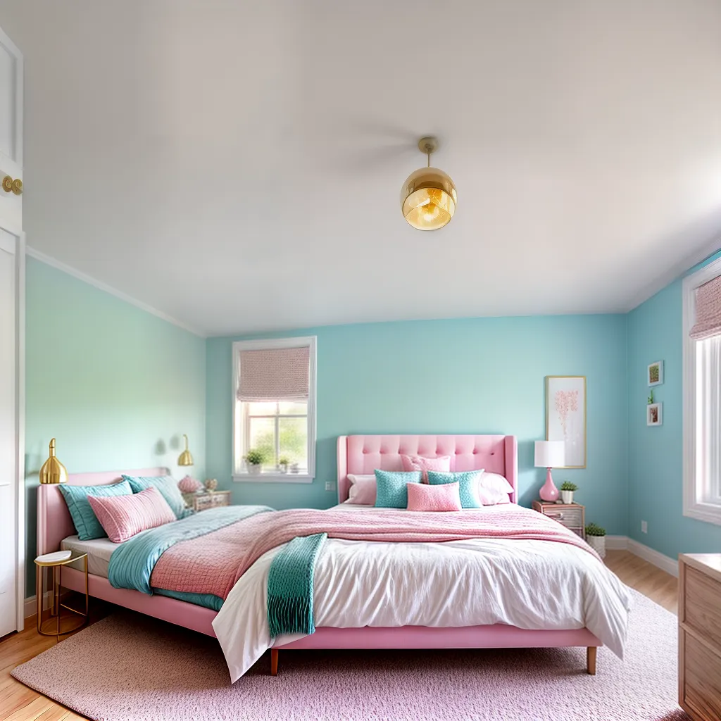 quarto romantico pastel ouro
