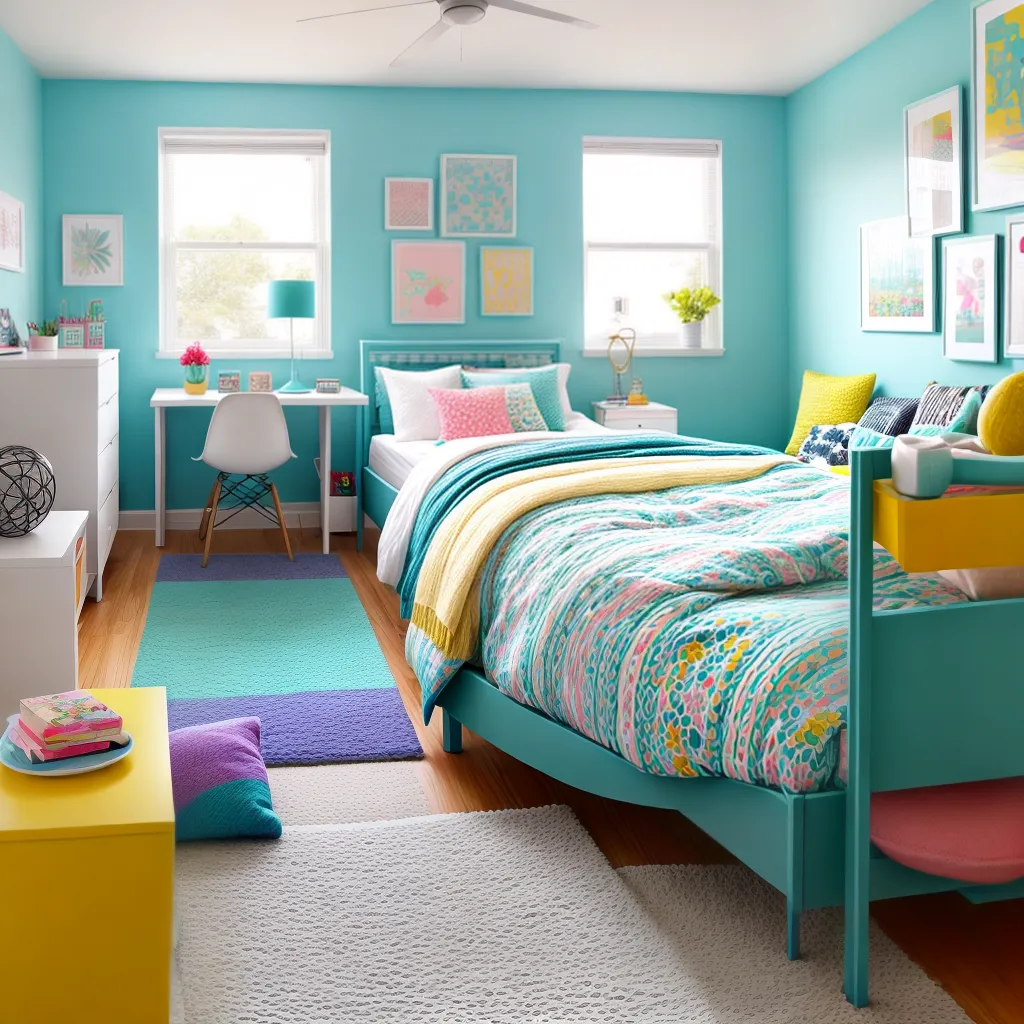 quarto adolescente moderno colorido 7