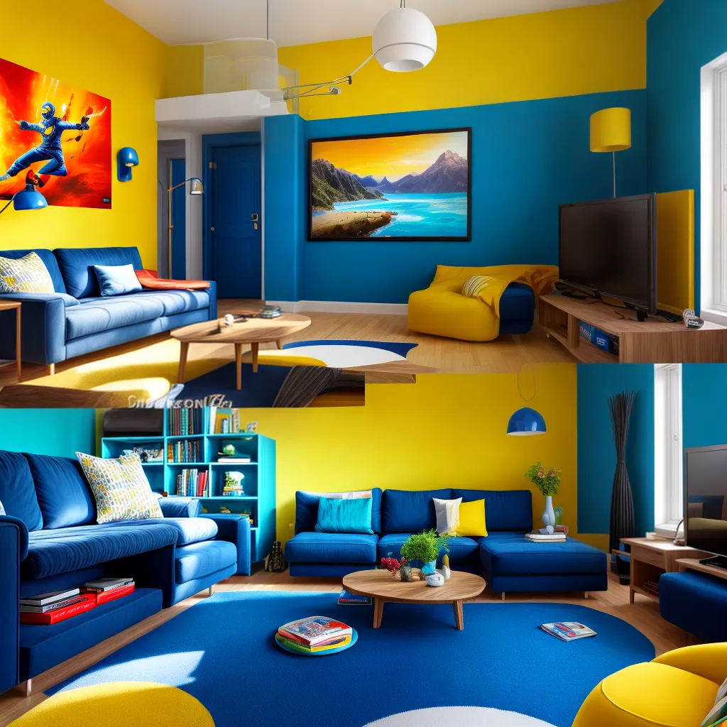 sala vibrante azul amarelo superherois sala vibrante azul amarelo superherois