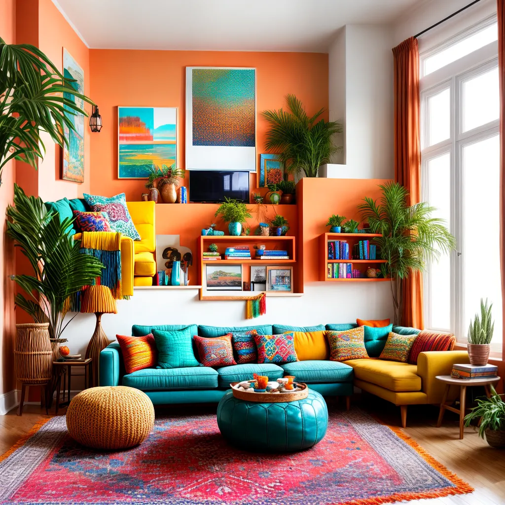 sala boho chic colorida sala boho chic colorida