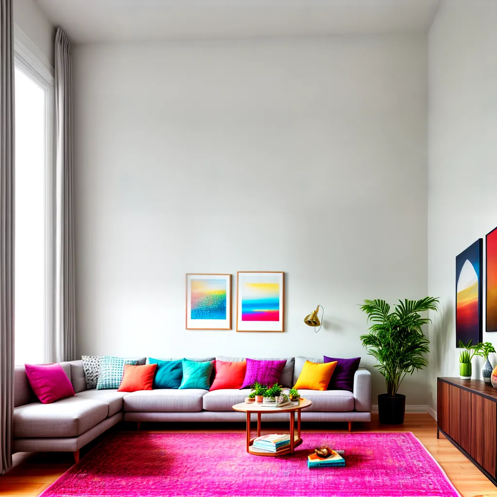 sala vibrante cores arte luz