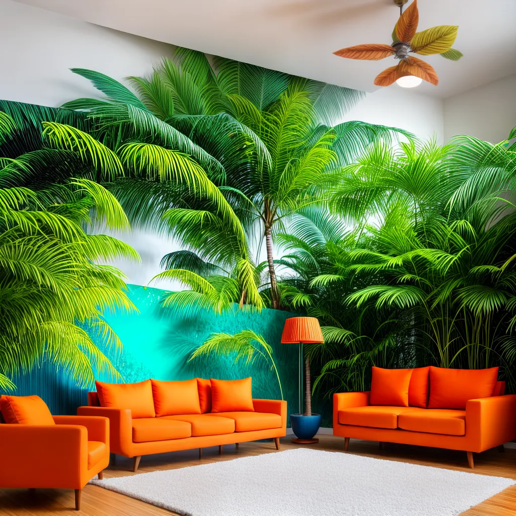 sala tropical colorida plantas vibrante sala tropical colorida plantas vibrante