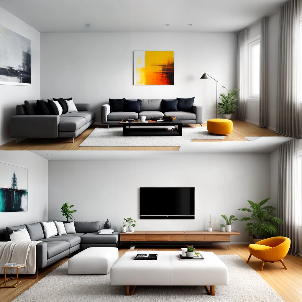 sala minimalista sofa branco arte moderna