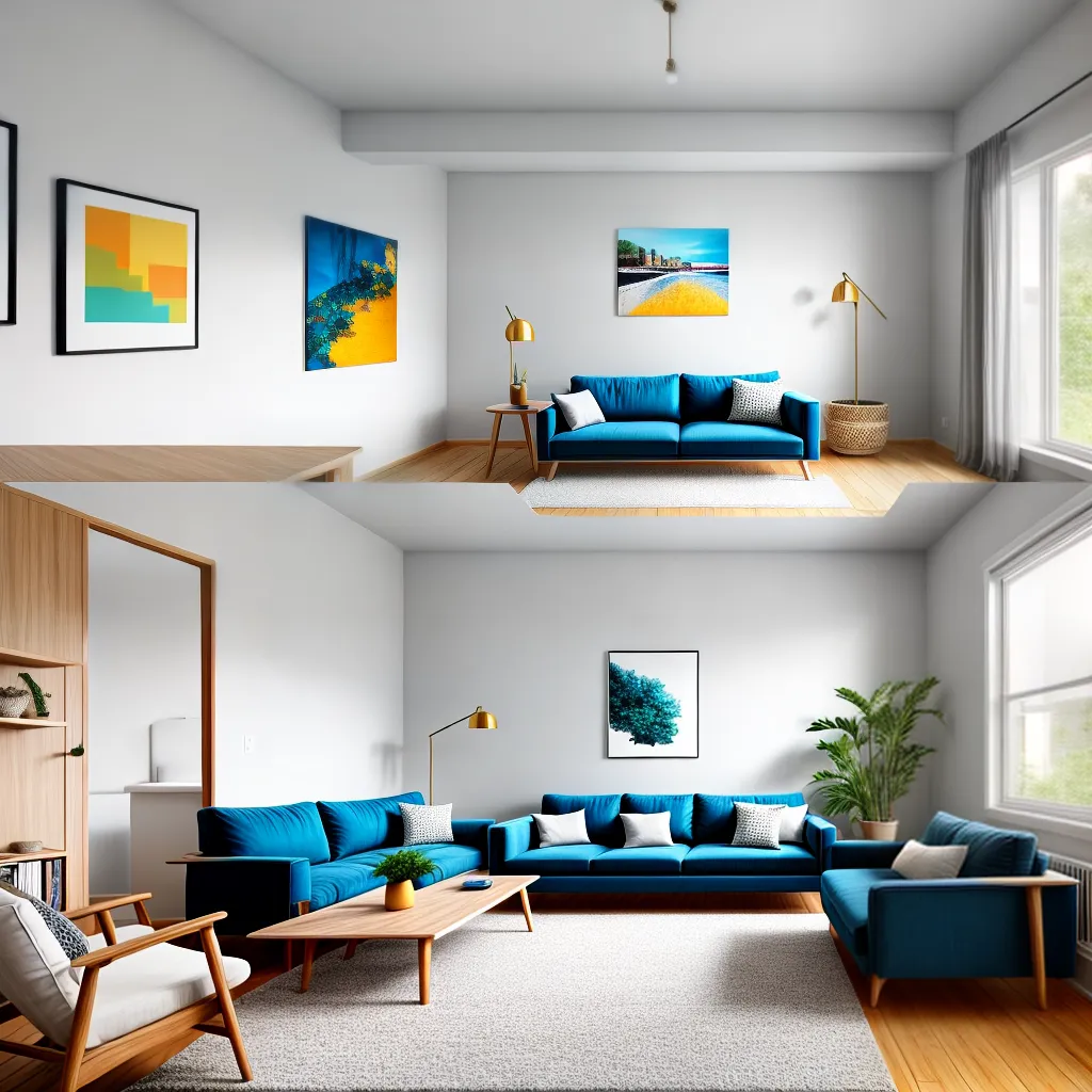 sala vibrante moderna sofa azul