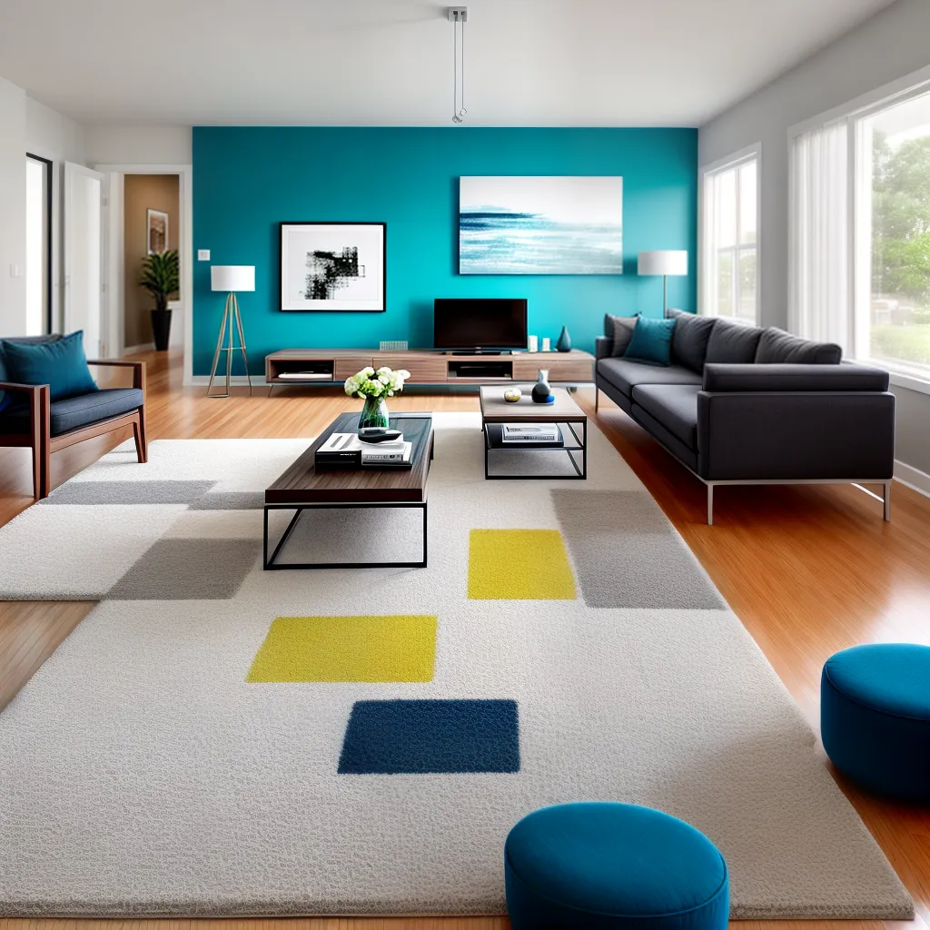 sala estar moderna parede azul