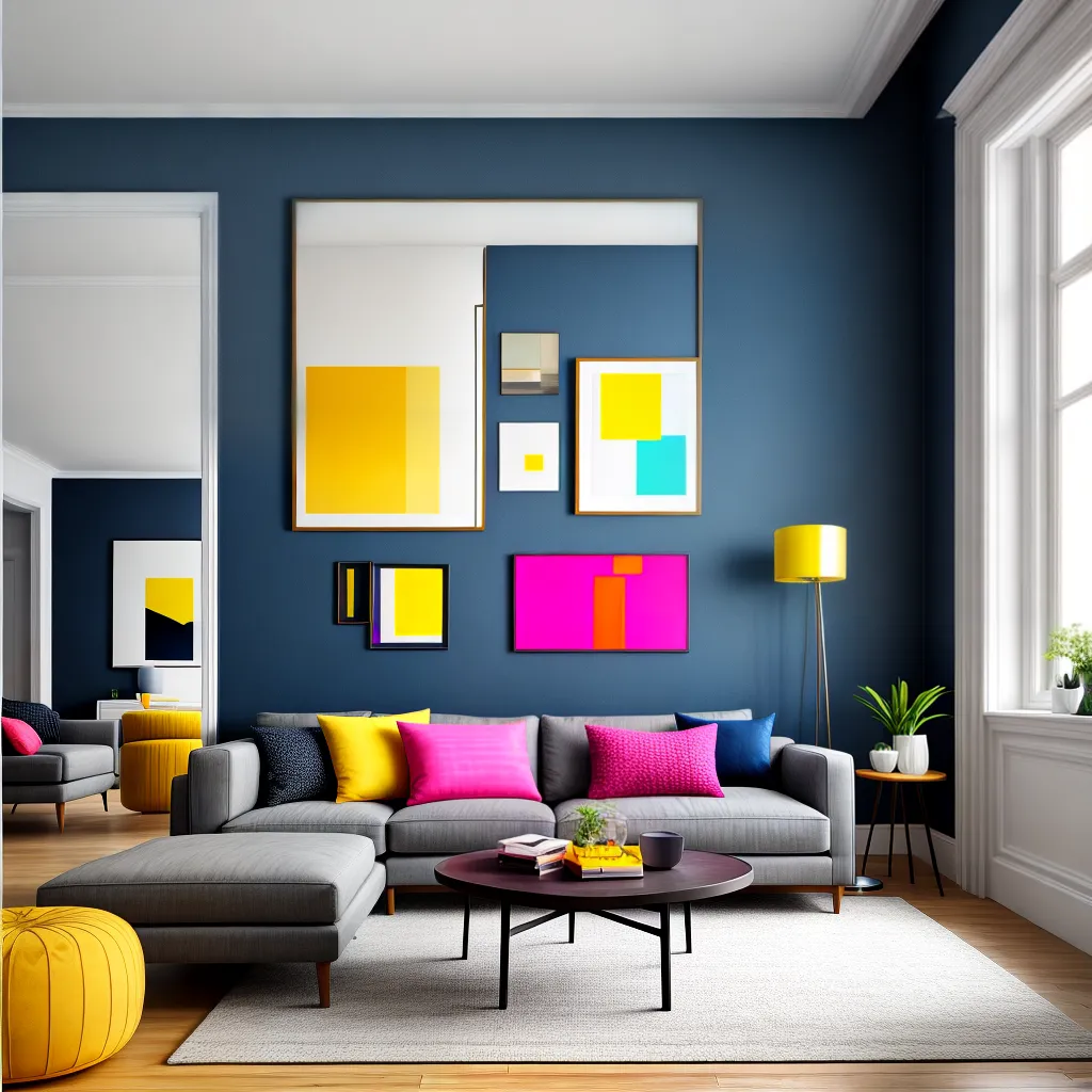 sala colorida sofa geometrico arte