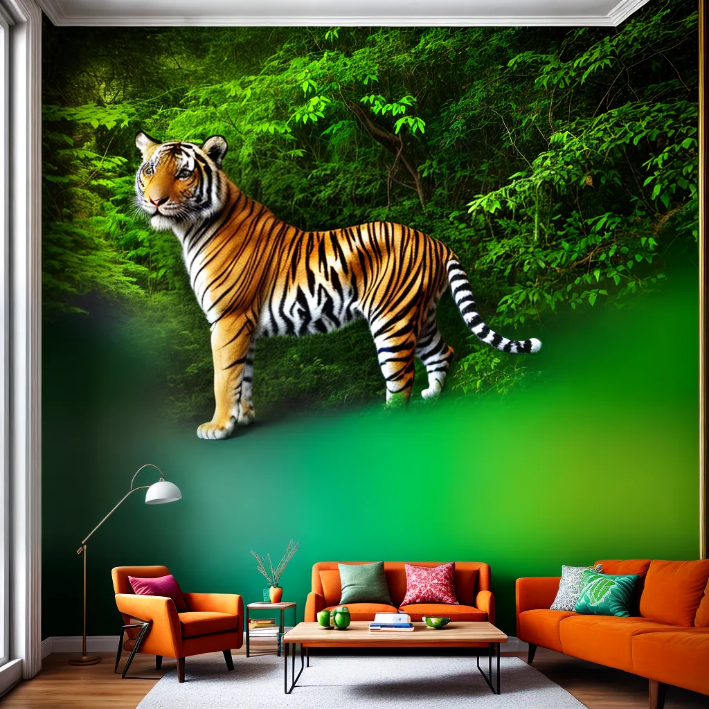 sala jungle verde animal tigre