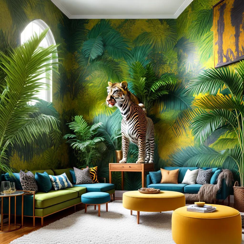 sala tropical jungle decoracao animal