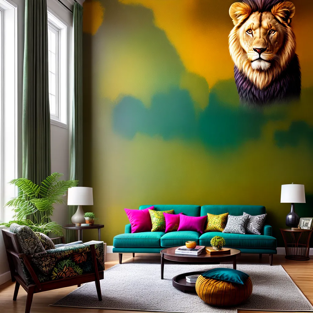sala vibrante paleta cores animais