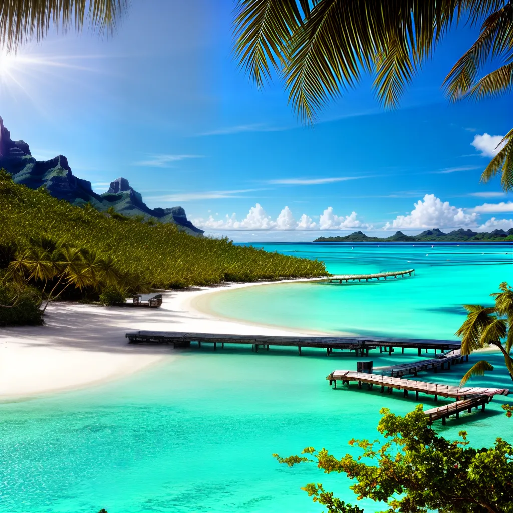 por do sol praia bora bora papel de parede