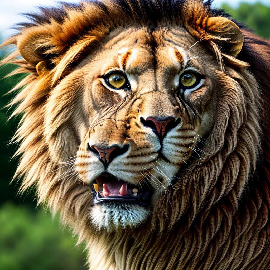leao majestoso olhar selvagem