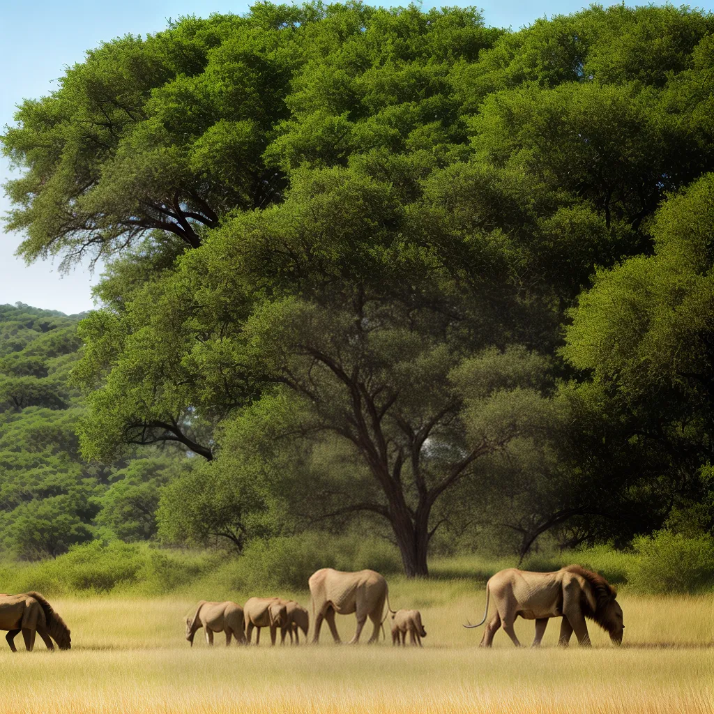 leao majestoso savana elefantes wildlife