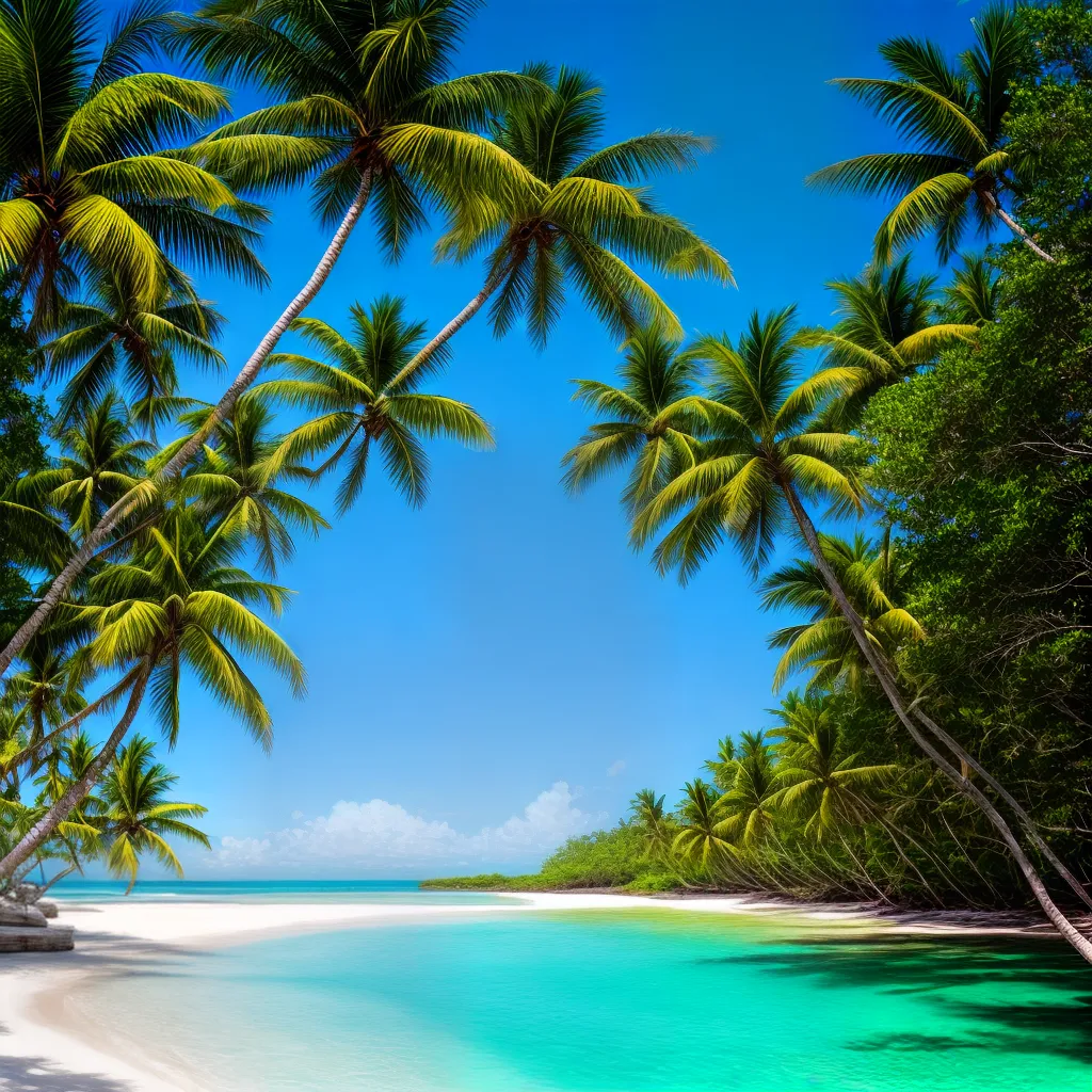praia turquesa areia brisa palmeiras 2