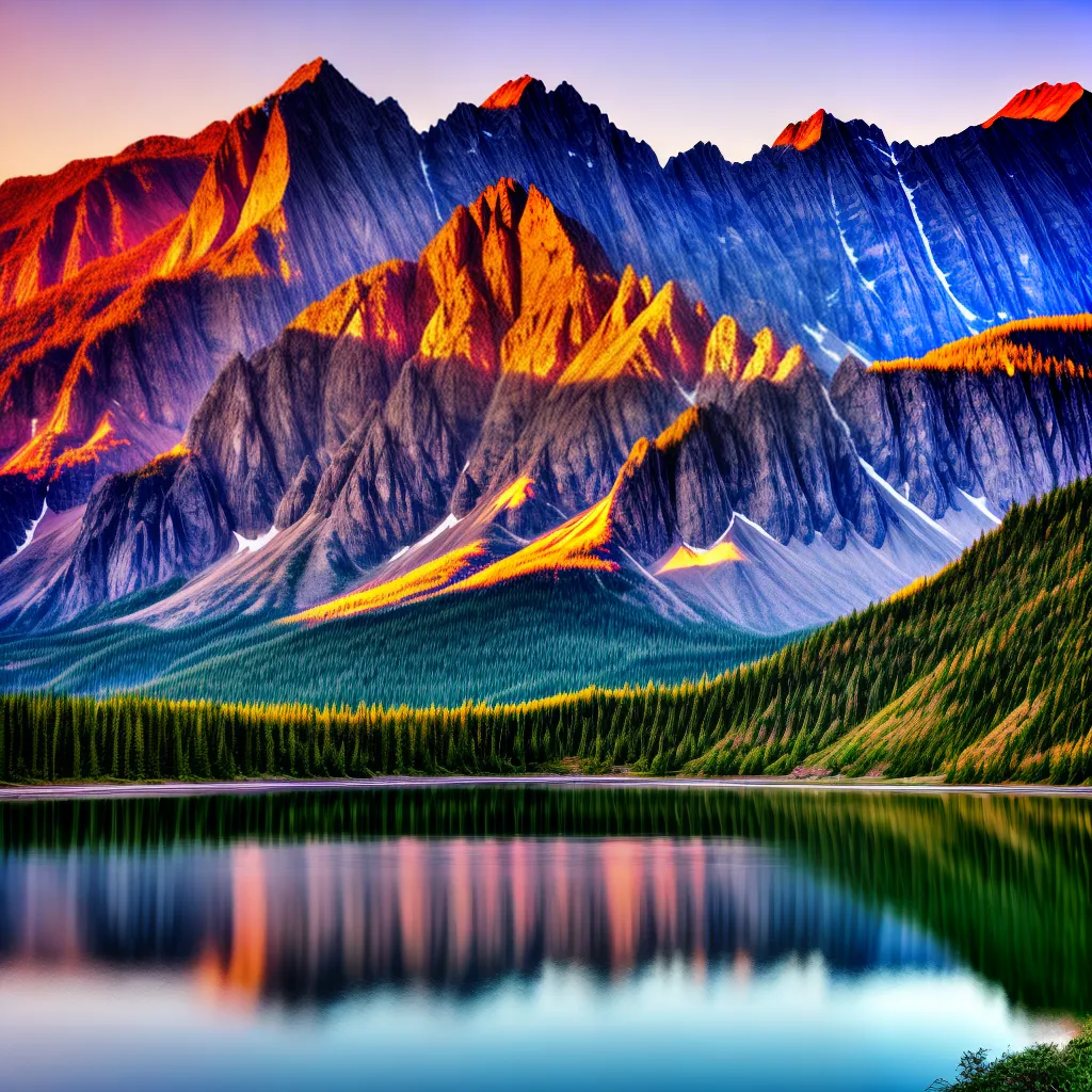 por do sol montanhas lago reflexo 4
