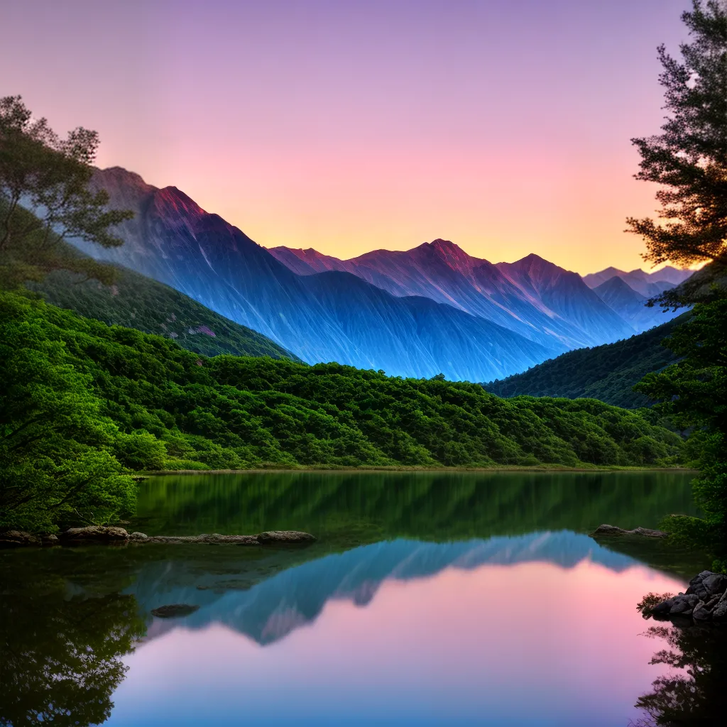por do sol montanhas lago natureza