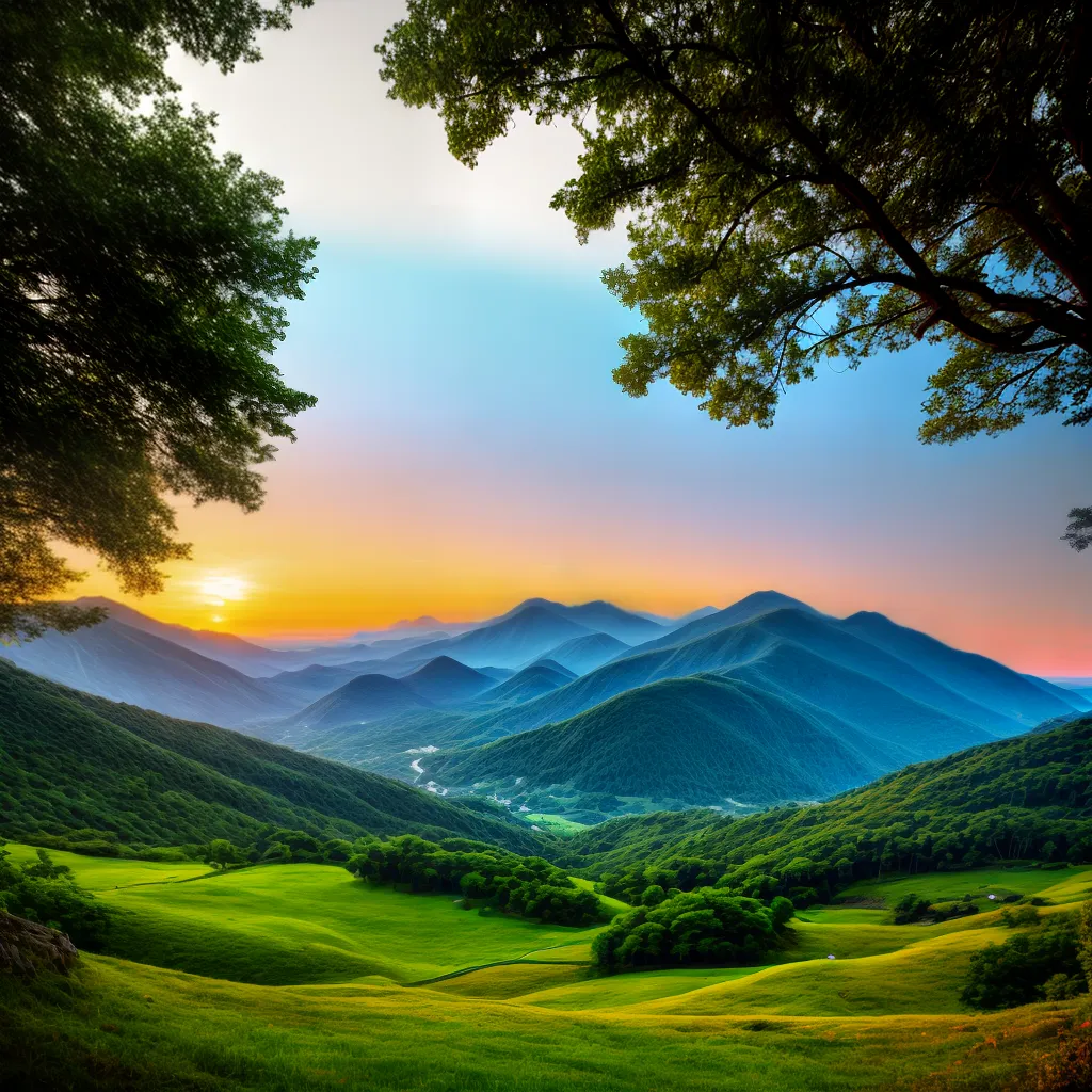 por do sol montanhas paisagem tranquilidade