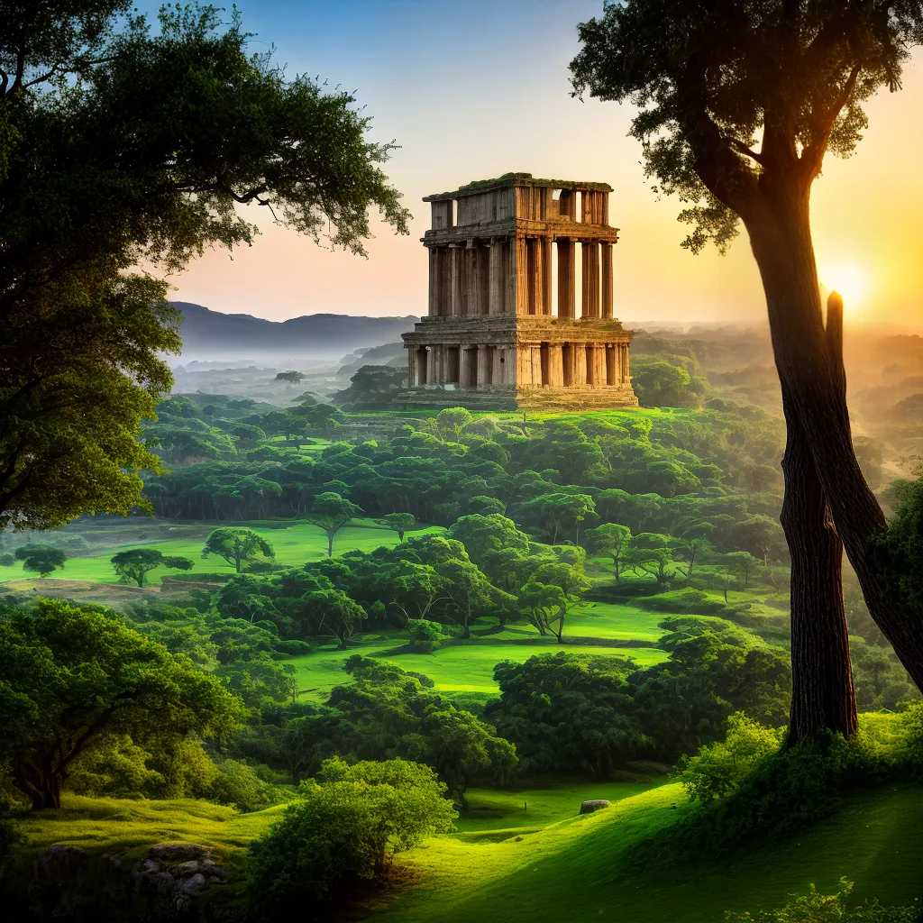 ruinas verdes por do sol misterio