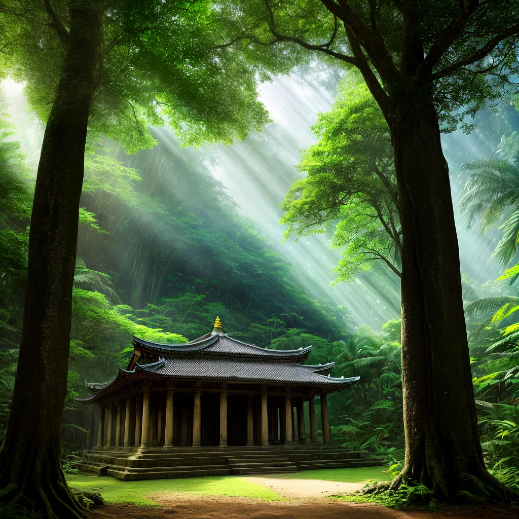 templo antigo jungle raios sol