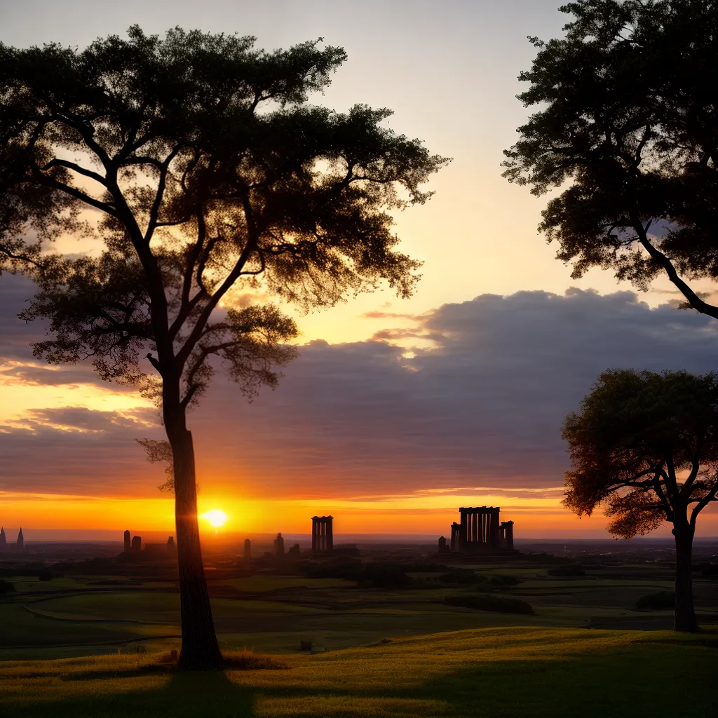 por do sol ruinas arqueologicas misterio