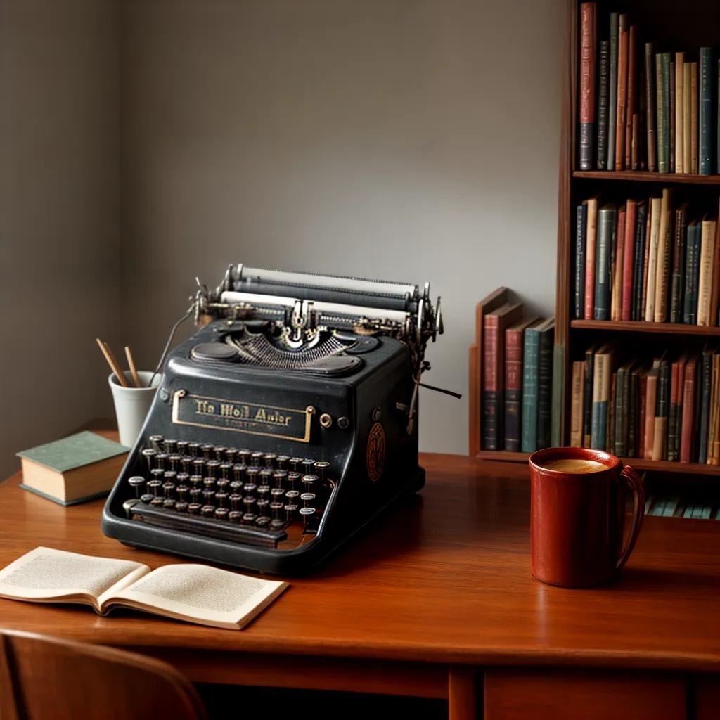 maquina escrever vintage estante livros literatura maquina escrever vintage estante livros literatura