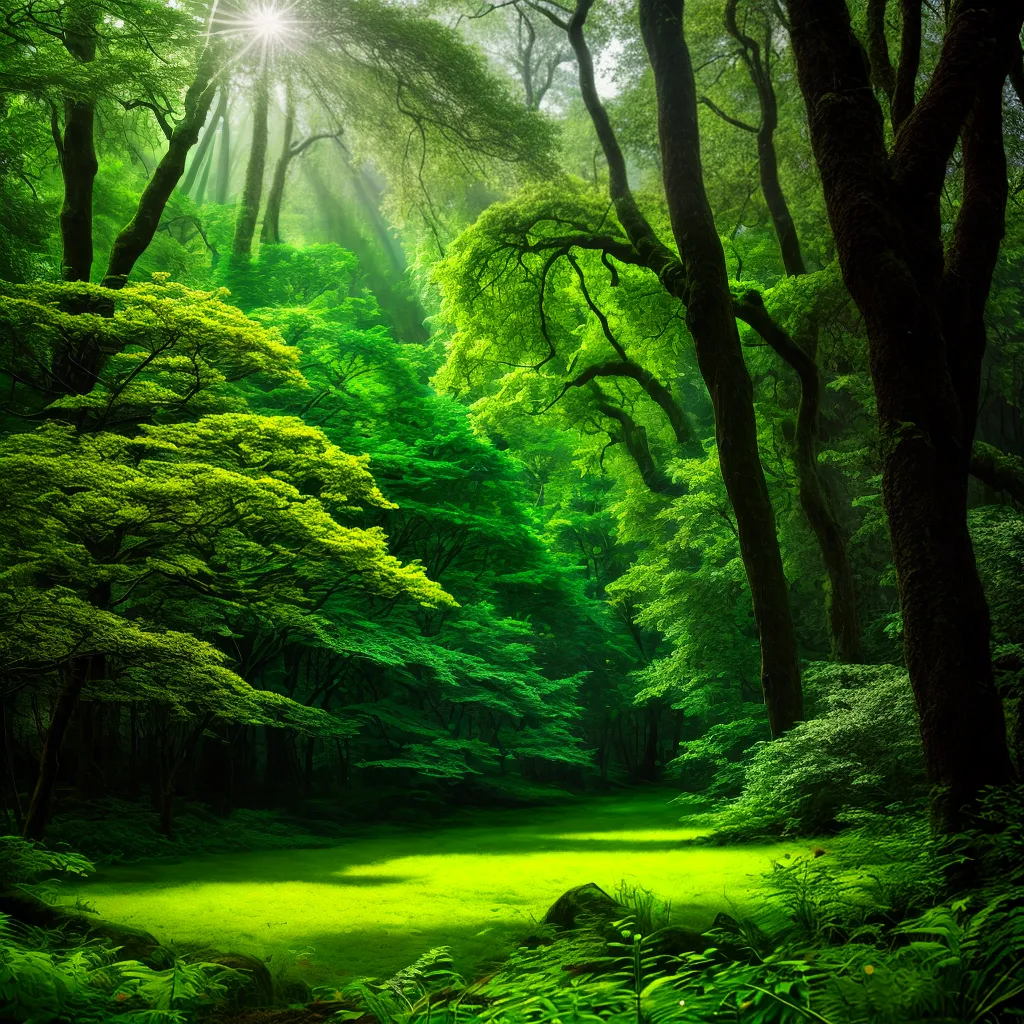 floresta encantada arvores sol magia floresta encantada arvores sol magia