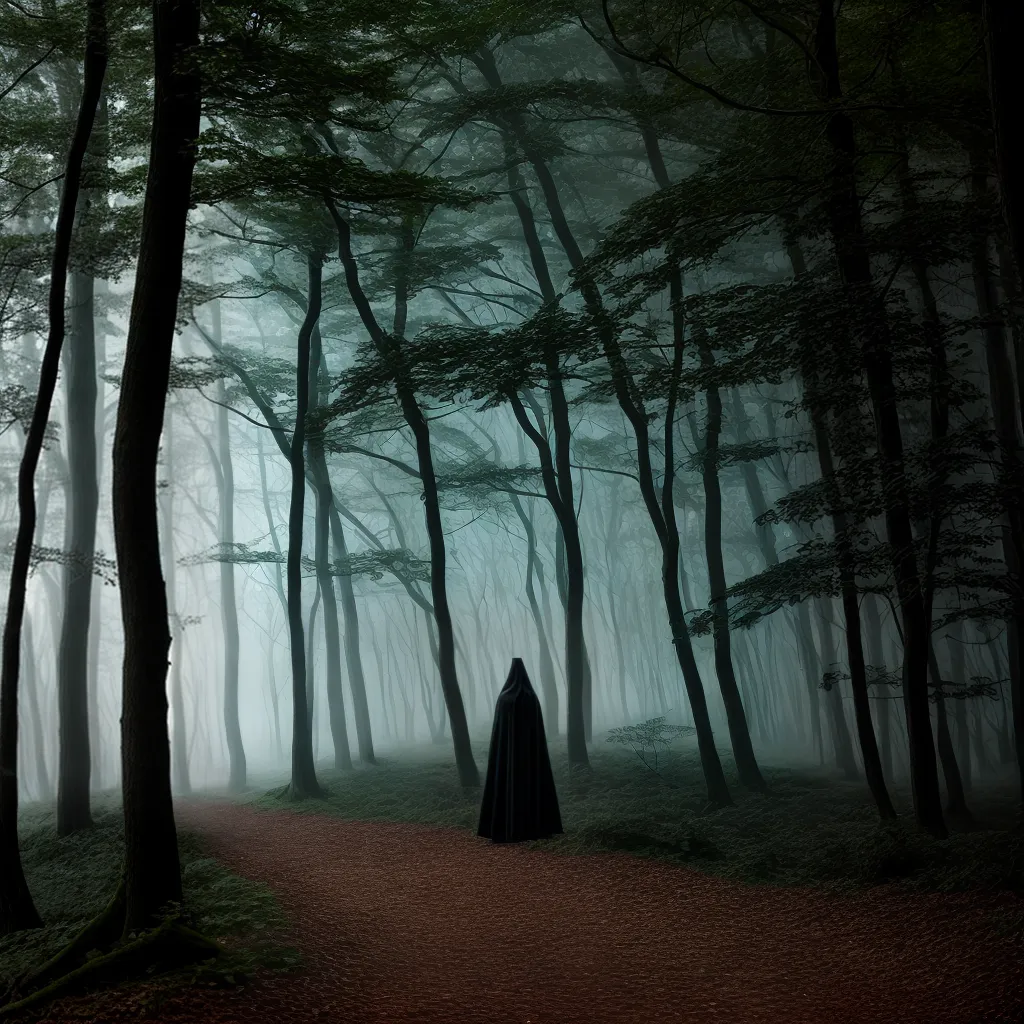 floresta sombria raios lua figura misteriosa floresta sombria raios lua figura misteriosa