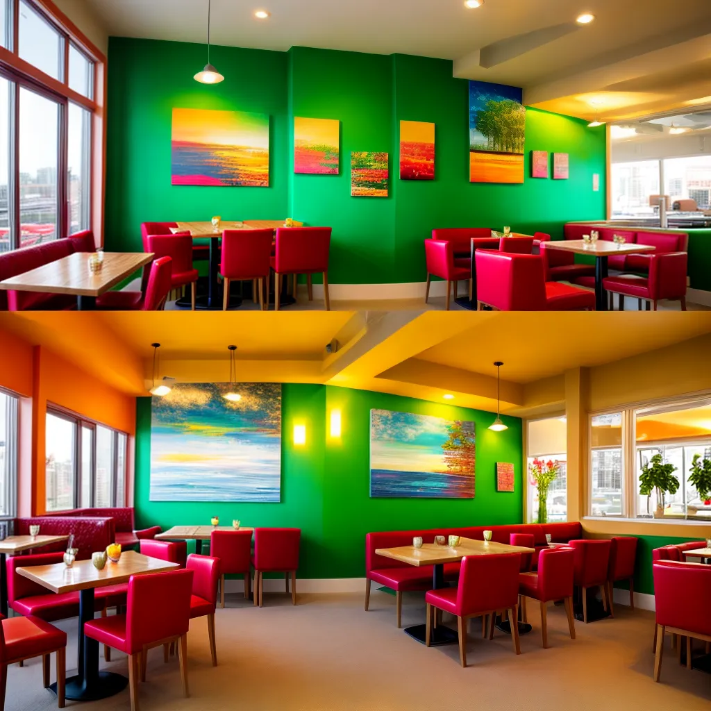 restaurante vibrante interior colorido