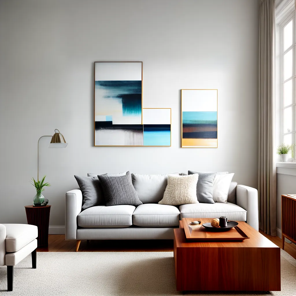 sala estar acolhedora sofa pintura abstrata sala estar acolhedora sofa pintura abstrata