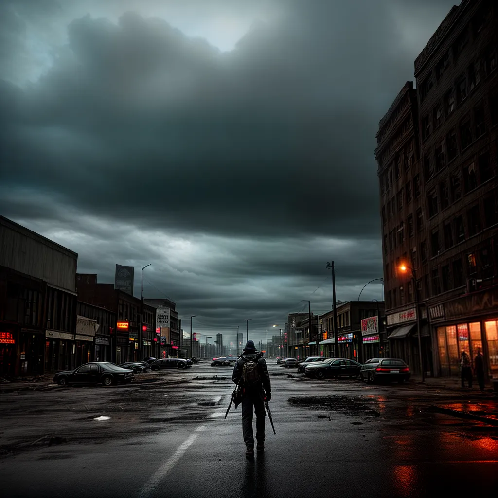 cidade sombria zumbis nuvens ameaca