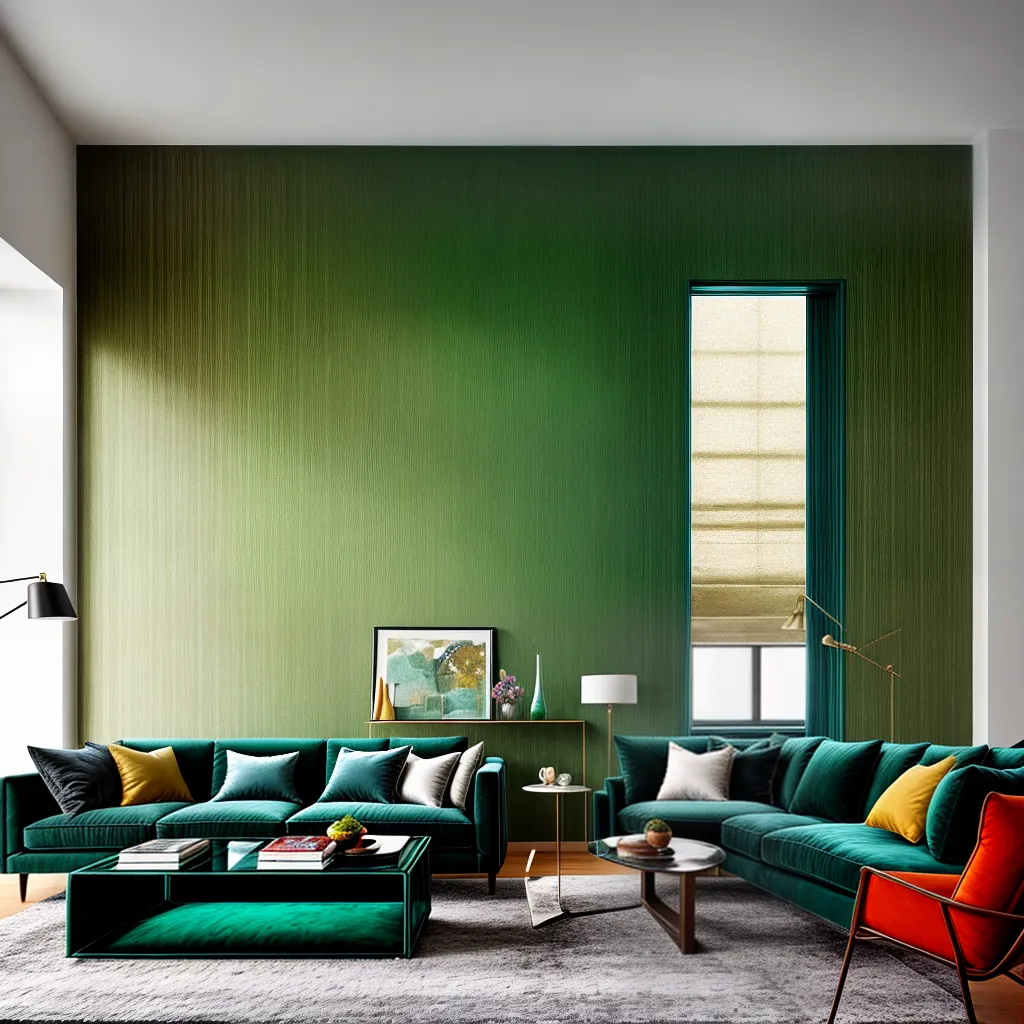 sala vibrante texturas estofado verde