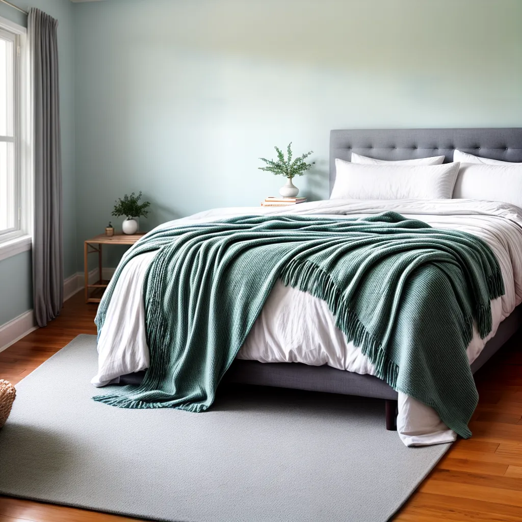 quarto minimalista azul verde sereno