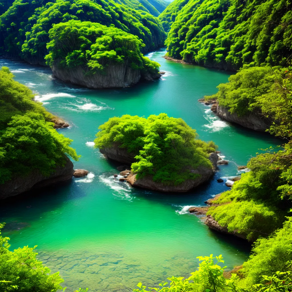 rio majestoso montanhas verdes