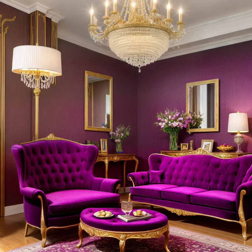 sala veludo luxo roxo ouro sala veludo luxo roxo ouro