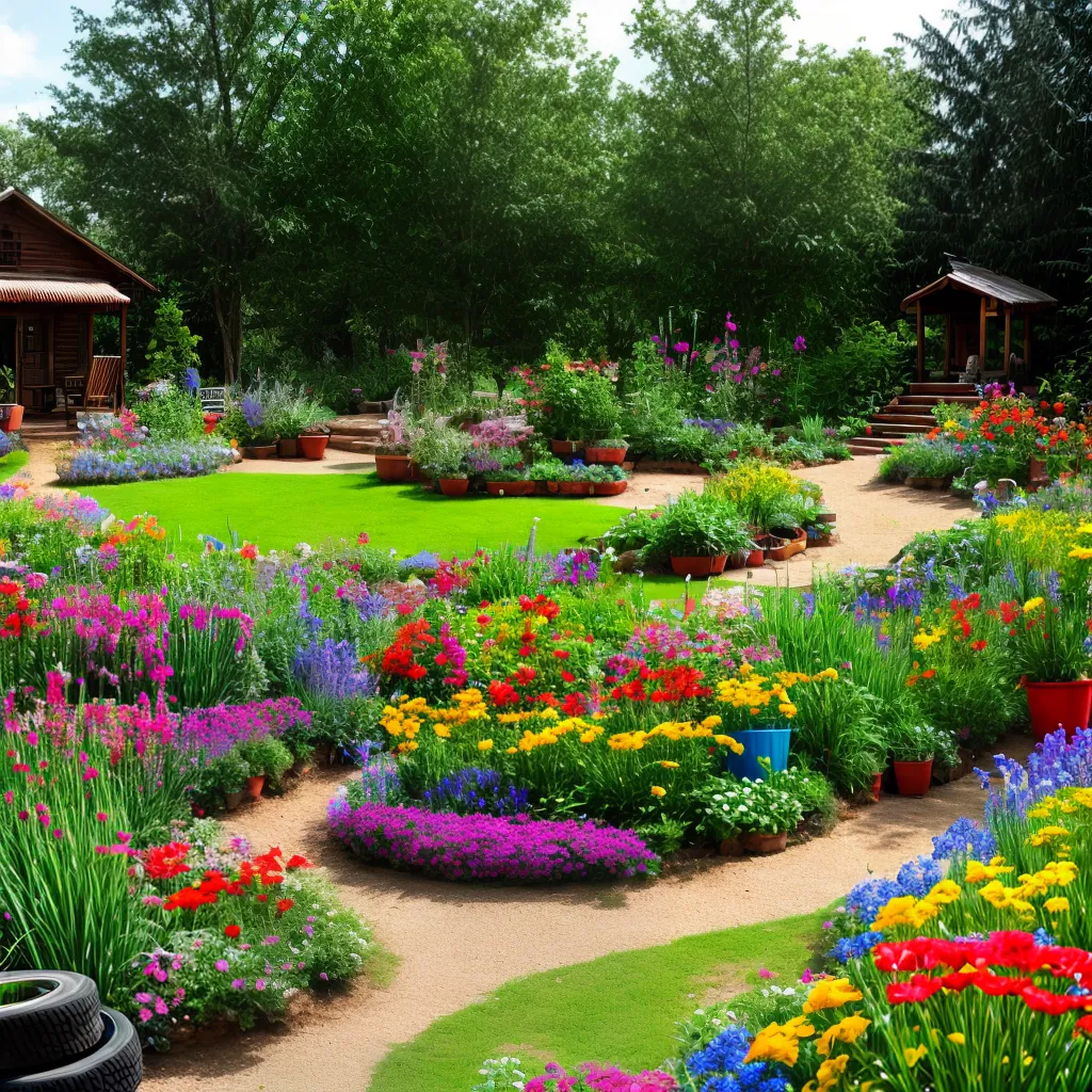 jardim reciclado pneus garrafas paletes