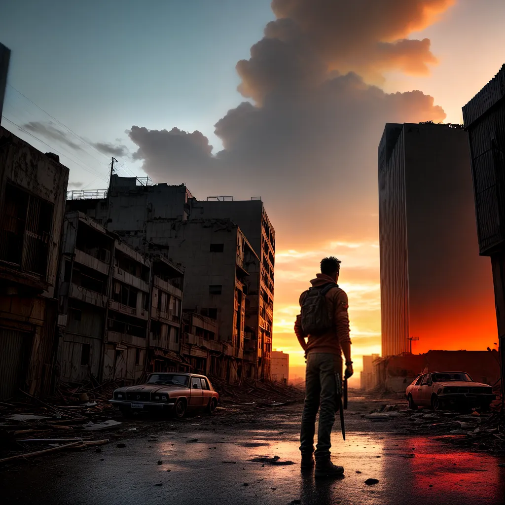 cidade abandonada figura sobrevivente cidade abandonada figura sobrevivente