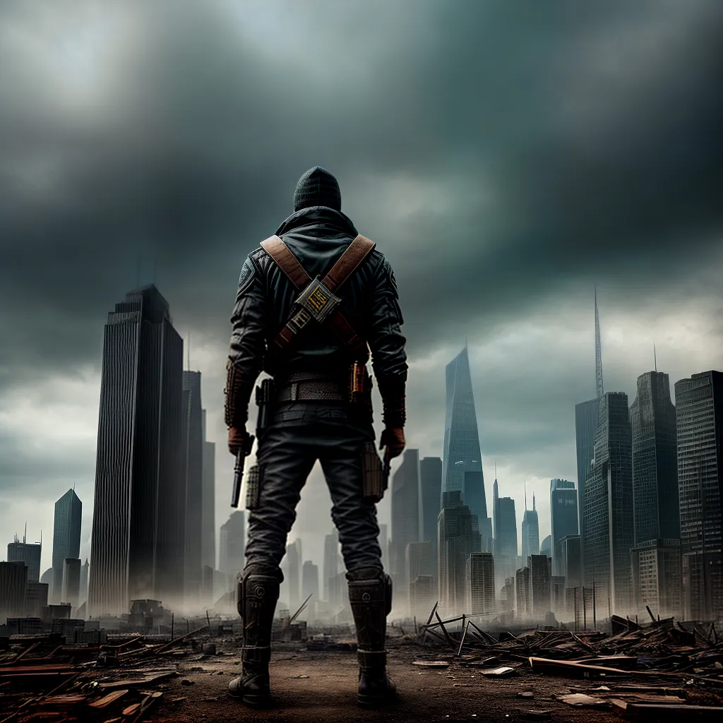 cidade dystopia ruinas fumaca sobrevivente cidade dystopia ruinas fumaca sobrevivente