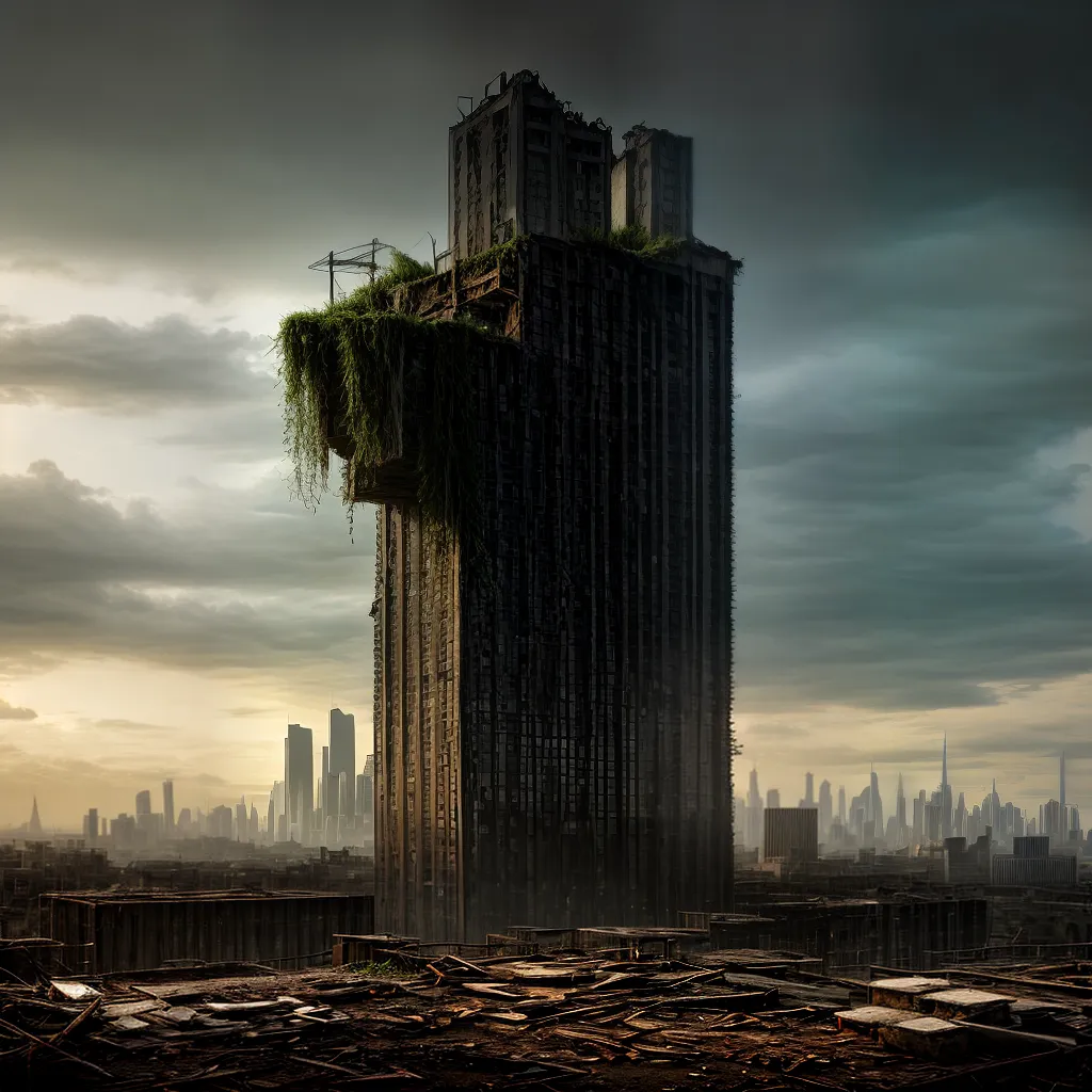 cidade ruinas ceu nuvens personagem determinado cidade ruinas ceu nuvens personagem determinado