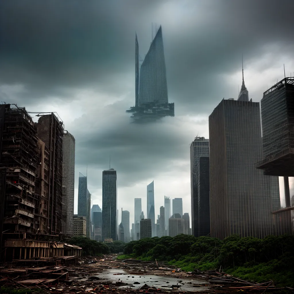cidade dystopia arruinada vegetacao caos cidade dystopia arruinada vegetacao caos