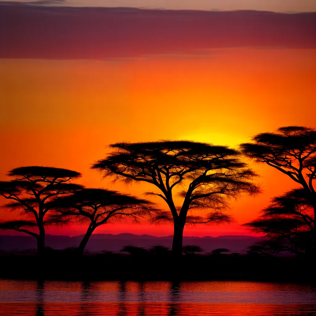 por do sol africano silhuetas animais por do sol africano silhuetas animais