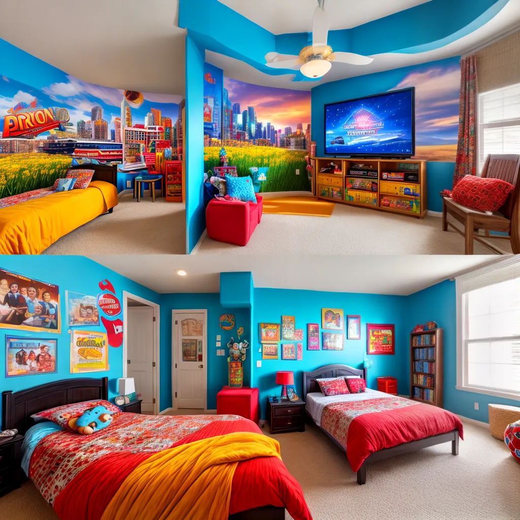 quarto colorido tema cinema