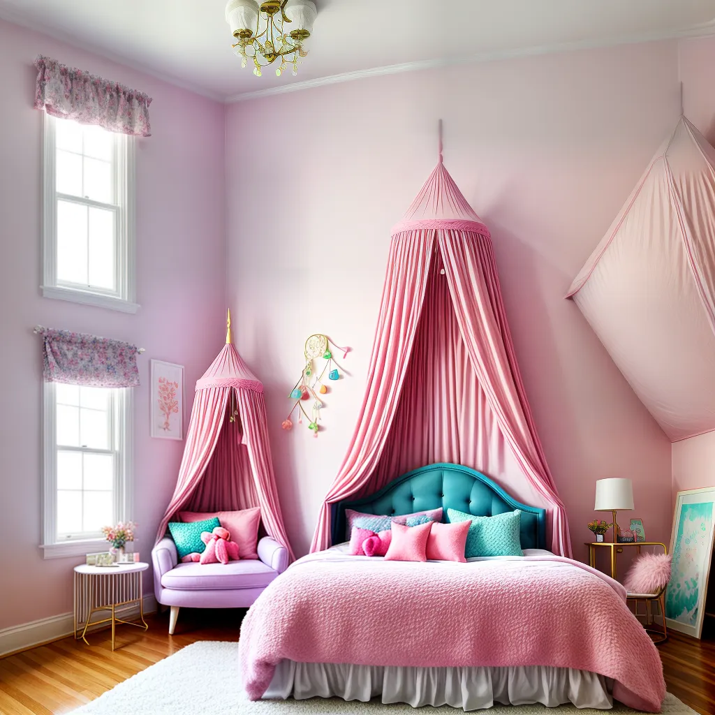 quarto menina canopy fadas unicornio