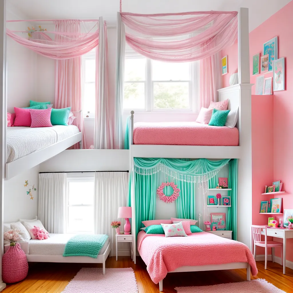 quarto meninas colorido canopy leitura
