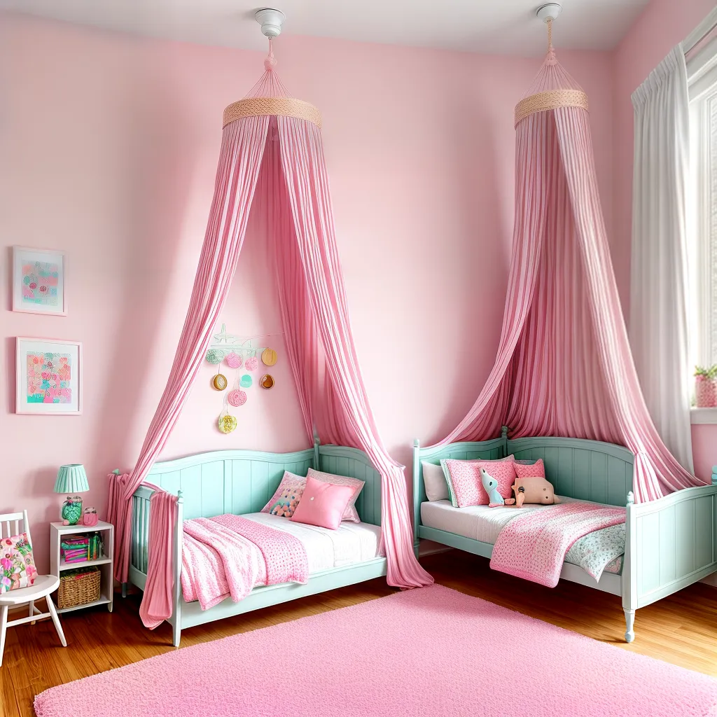 quarto meninas colorido canopy encantador