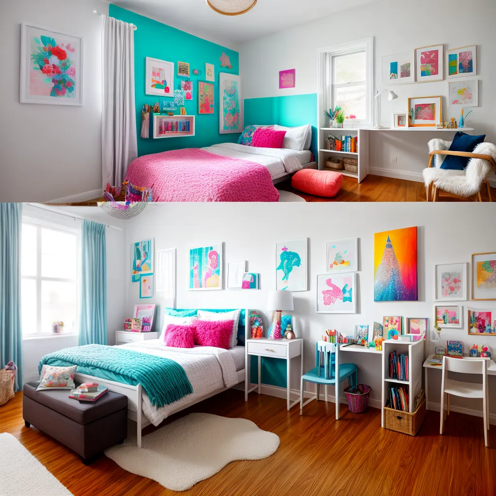 quarto infantil artisticamente colorido