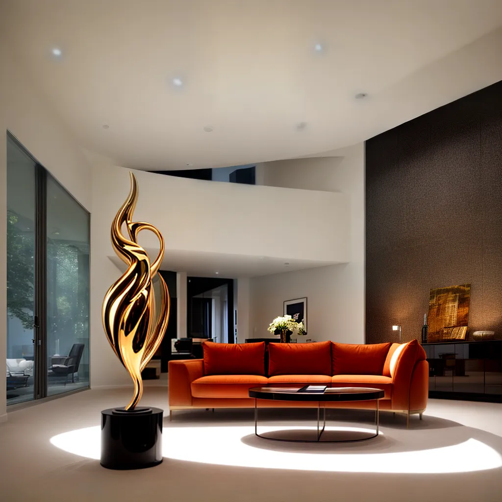 sala iluminada escultura bronze minimalista sala iluminada escultura bronze minimalista