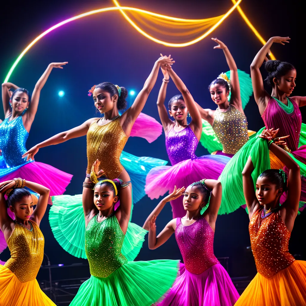 palco luzes coloridas danca silhuetas