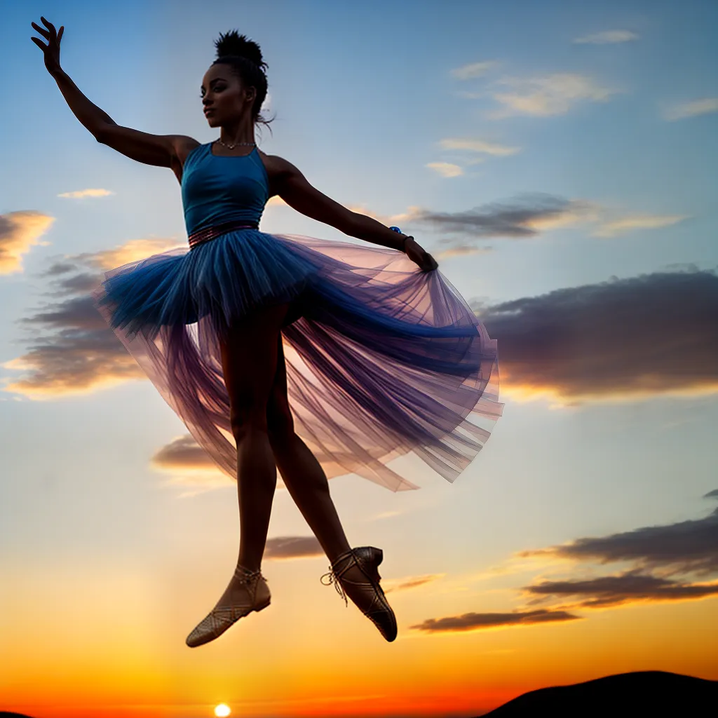 dancarina saltando por do sol