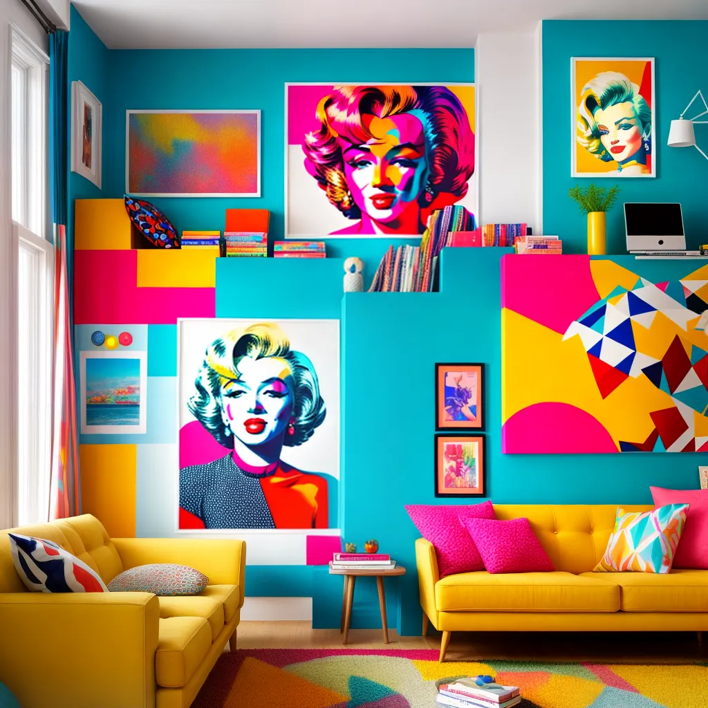 sala colorida pop art marilyn monroe