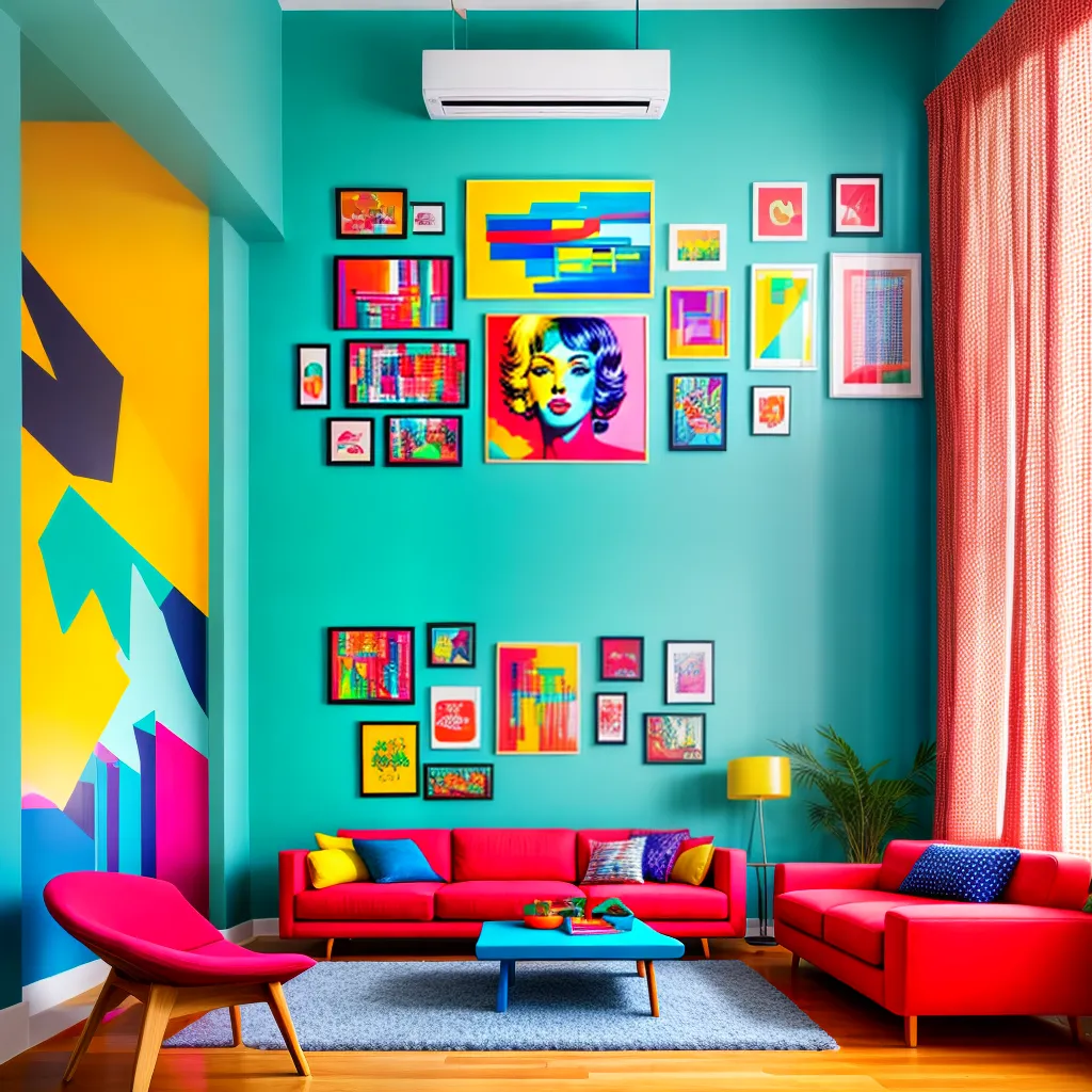 sala vibrante pop art ecletica